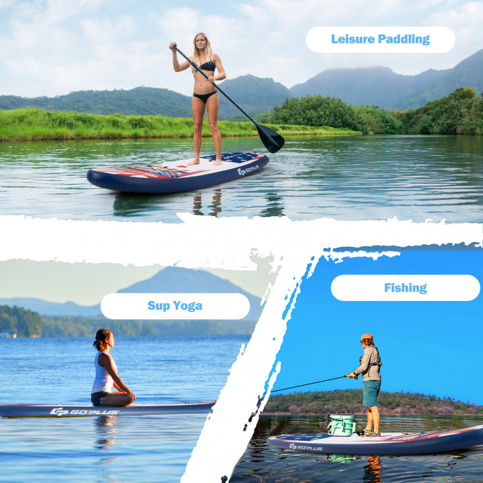 Goplus 11' Inflatable Stand Up Paddle Board Surfboard W/pump Aluminum Paddle