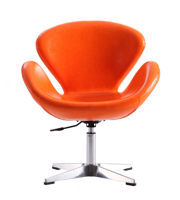 Raspberry Modern Upholstered Swivel Lounge Chair in Orange - Set of 2 Accent Chair
