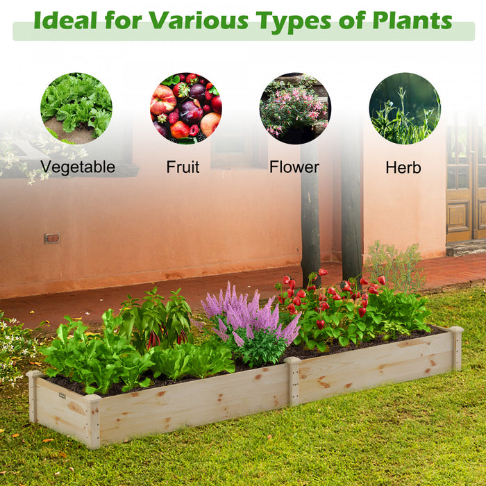 Costway Wooden Raised Garden Bed Outdoor Wood Planter Box For Vegetables Flowers Fruit