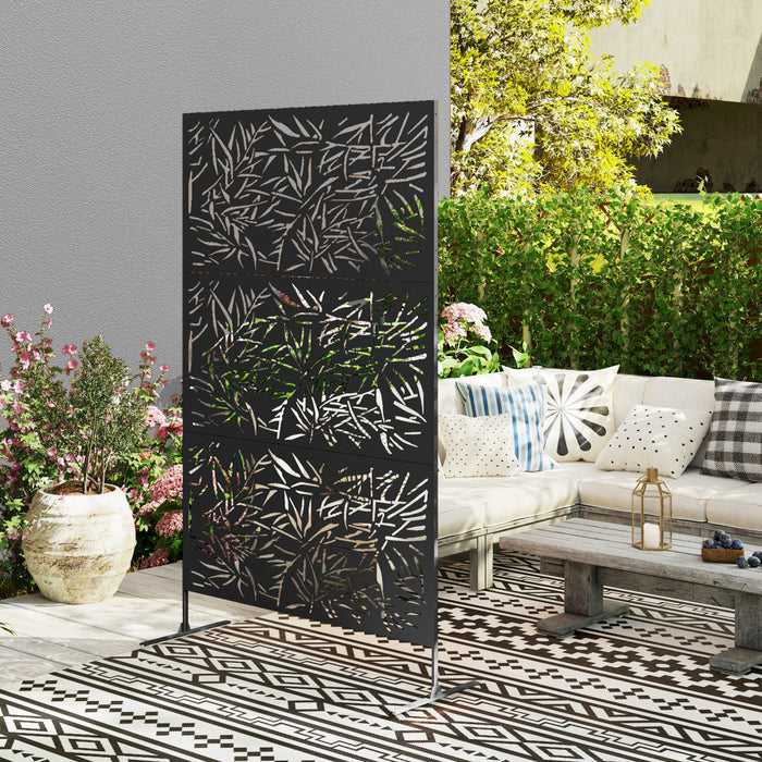 Outsunny Metal Outdoor Privacy Screen, Freestanding Outdoor Divider