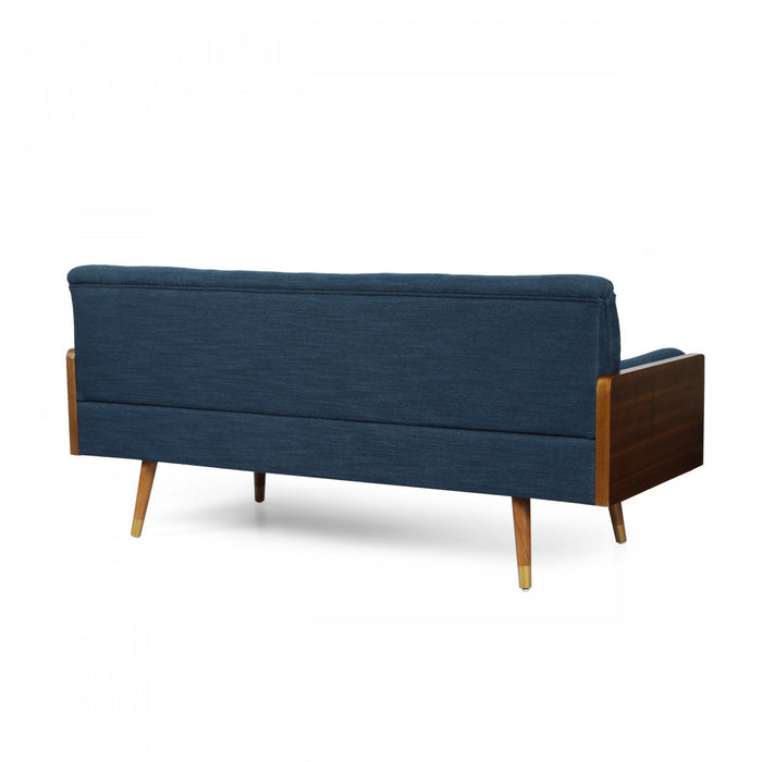 Aidan 3-seater Tufted Fabric Sofa With Foam Cushions - Navy Blue