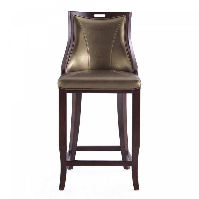 Emperor Traditional Wood Upholstered Barstool in Bronze - Set of 2