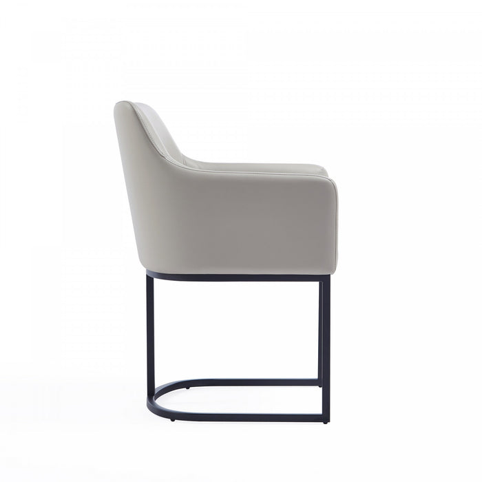 Serena Modern Metal Vegan Leather Armchair in Light Gray - Set of 2 Dining Chair