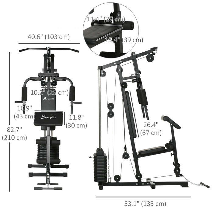 Soozier Home Gym Machine With 99lbs Weight Stack, Multifunction Power Tower