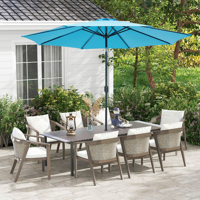 Costway 10Ft Outdoor Market Patio Table Umbrella Push Button Tilt Crank Lift Blue