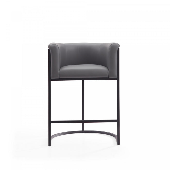 Cosmopolitan Mid-Century Modern Metal Upholstered Counter Stool in Gray - Set of 2 Bar Stool