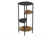 End Table With 4 Tier Etagere Shelf - Brown Reclaimed Wood 