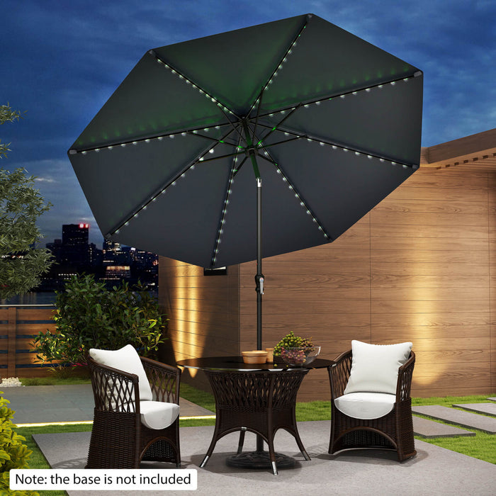 Costway 10 FT Solar Patio Umbrella with 96 LED Lights 35° Adjustable Tilt Vented Top Navy