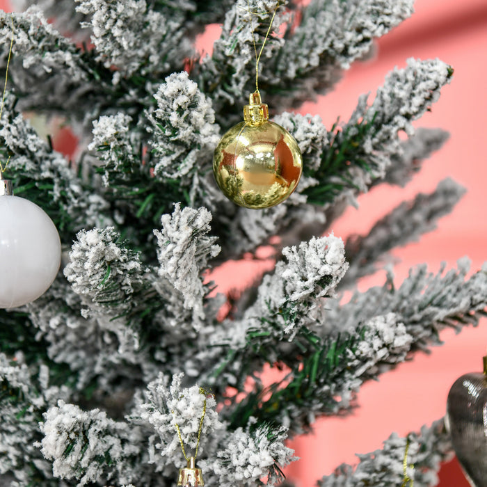 Homcom Pencil Artificial Christmas Tree With Snow-flocked Branches
