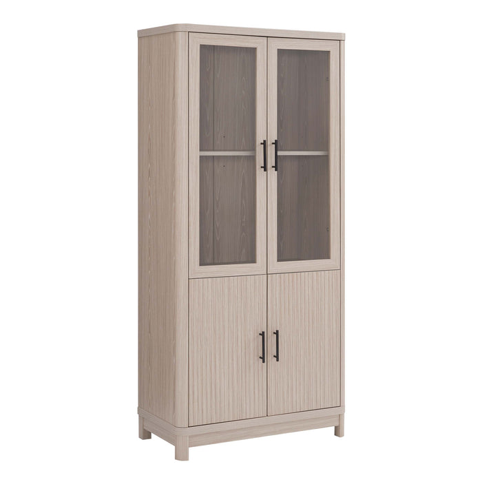 Jodie Mid-Century Modern 31\" Bookcase Cabinet in Whitewashed Oak (6-Shelf)
