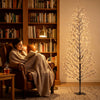 HOMCOM 6FT Lighted Snow-Flocked Twig Tree with Fairy Lights 328 LED
