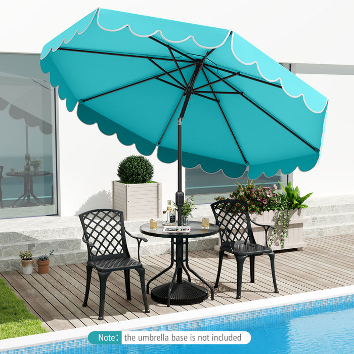 Costway 10 FT Patio Umbrella with Crank Tilt Adjustment Ruffles Vented Top 8 Ribs Blue