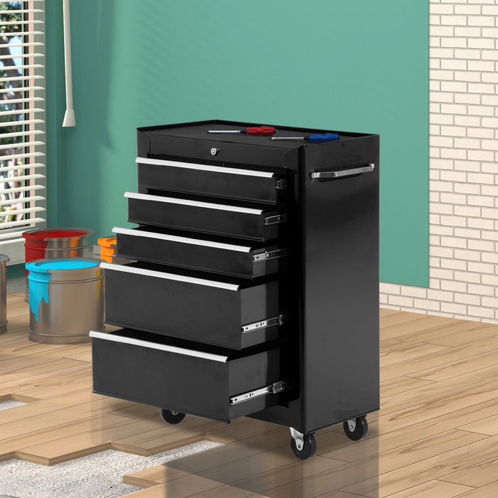 Homcom 5 Drawer Rolling Tool Chest Lockable Tool Cabinet For Garage