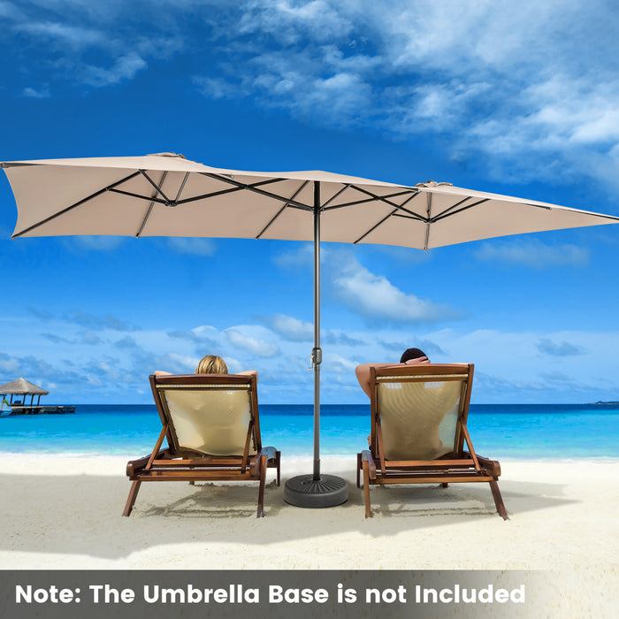 Costway 15FT Double-Sided Patio Market Umbrella Large Crank Handle Vented Outdoor Twin