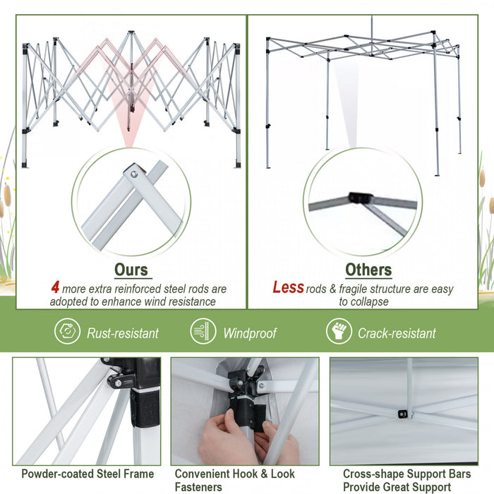2-tier 10' X 10' Pop-up Canopy Tent Instant Gazebo Adjustable Carry Bag W/ Wheel