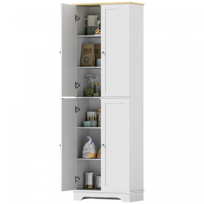HOMCOM 72\" Tall Pantry Cabinet, Kitchen Pantry Cabinet with 4 Doors, White
