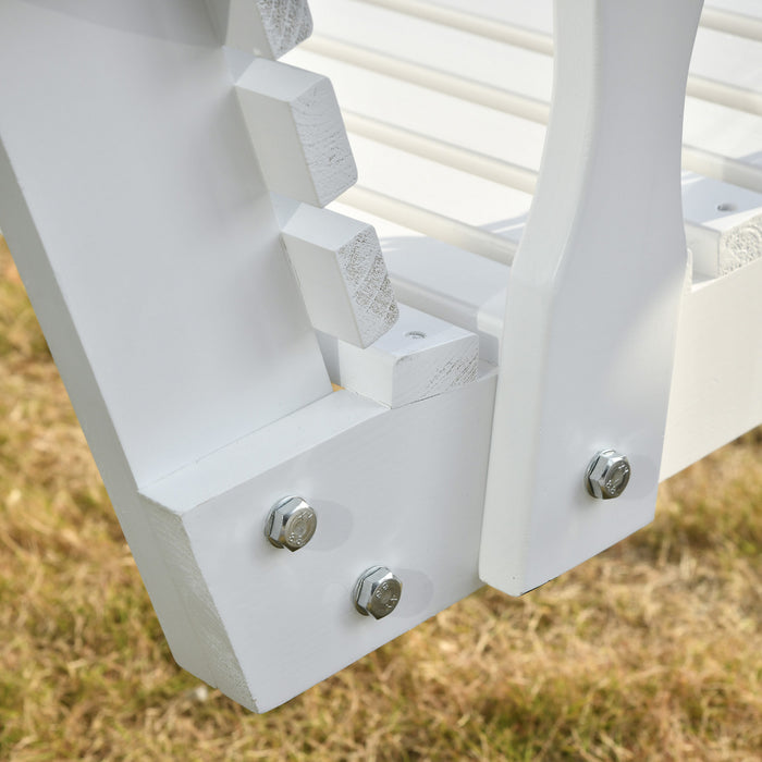 Outsunny 2 Seater Porch Swing Wooden Patio Swing Chair Seat With Cup Holder And Chains Outdoor Swing Bench For Garden Yard, White