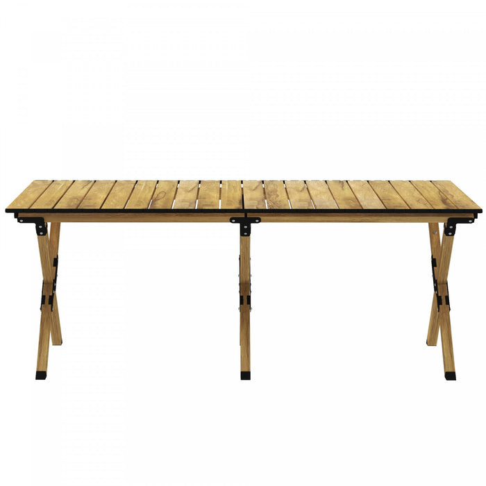 Outsunny Folding Camping Table, 4ft Aluminum Picnic Table With Roll-up Top