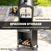 Outsunny Outdoor Wood Fired Pizza Oven with Side Shelves and Open Cabinet, Pizza Maker on Wheels with Thermometer, Stone, Peel, Cover, Grill Grate, for Barbecue, Picnic, Camping