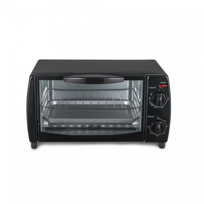 CHK Series Commercial Chef 4-Slice 10L Toaster Oven, 1000W, CHTO40B, Black