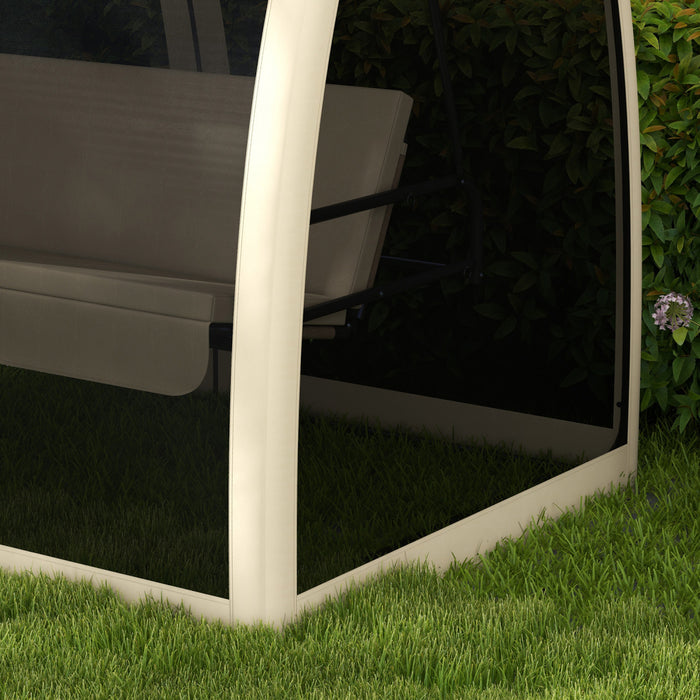 Outsunny 3-seat Outdoor Swing Chair, Chaise Lounger Bed W/ Canopy&netting
