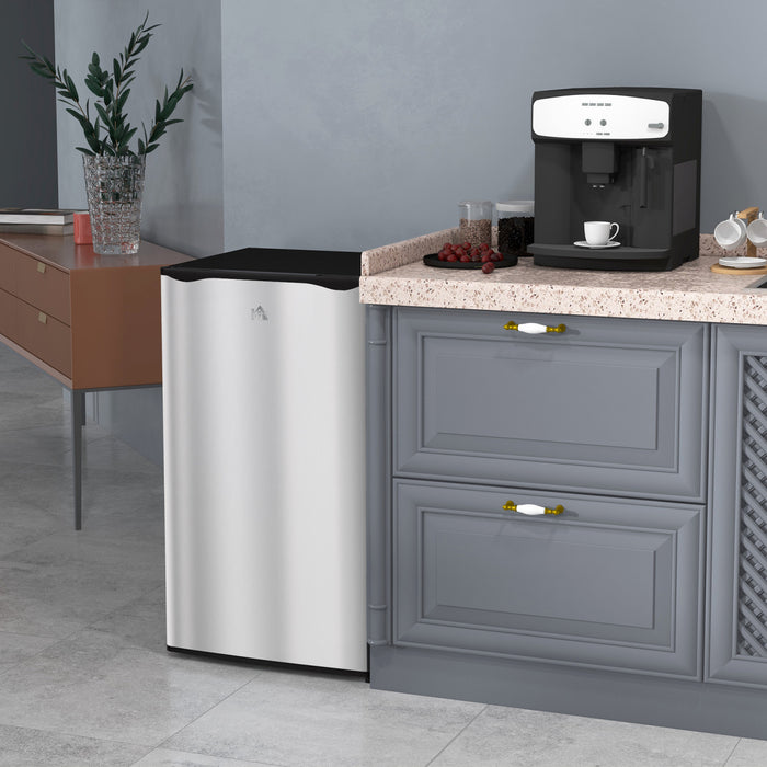 HOMCOM Mini Fridge with Freezer Thermostat Reversible Door for Bedroom