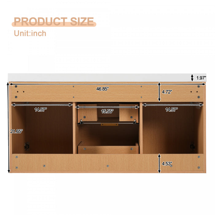 Ethan Wall-Mounted Bathroom Vanity with Integrated Sink Storage,Wood