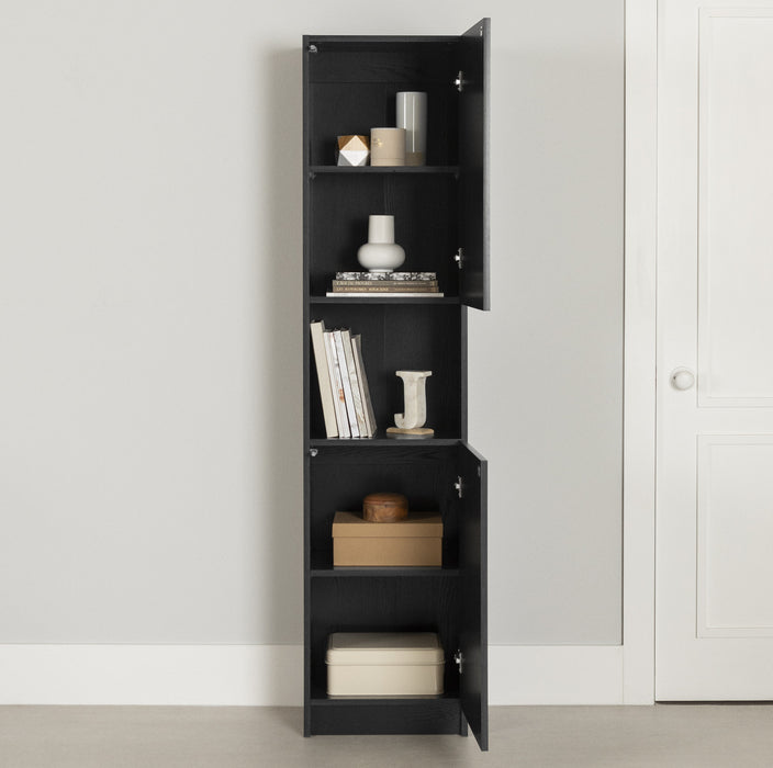 Liora 2-door Narrow Bookcase - Black Oak 