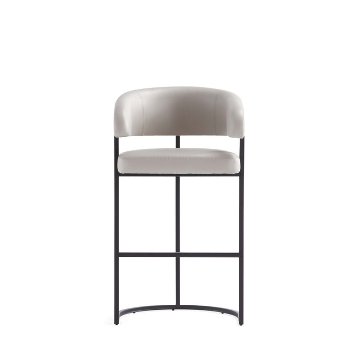 Augusta Modern Metal Upholstered Barstool in Light Gray - Set of 2