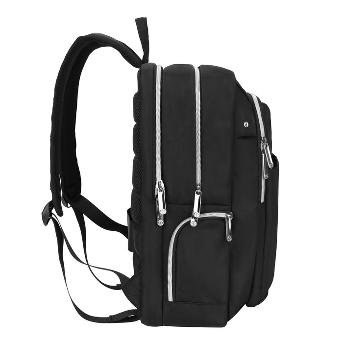 Swissdigital KATY Rose Platinum Backpack – 16\" Laptop Bag, USB Charging, SDD Finder, RFID Protection, Multi-Pockets