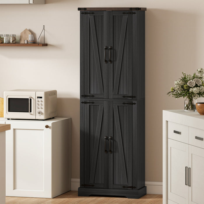 HOMCOM 72\" Pantry Cabinet, Kitchen Storage Cabinet for Dining Room, Black