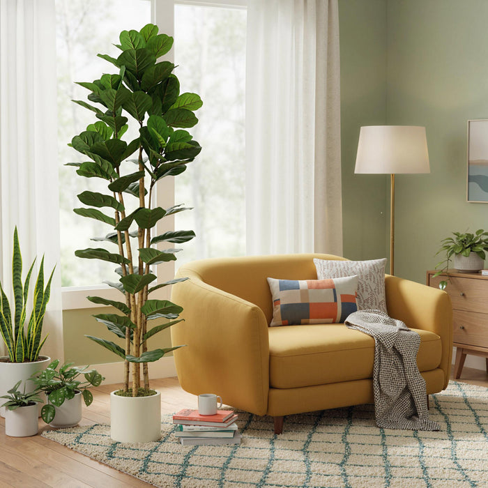 HOMCOM Faux Fiddle Leaf Fig Tree, 6FT Artificial Tree for Indoor Decor