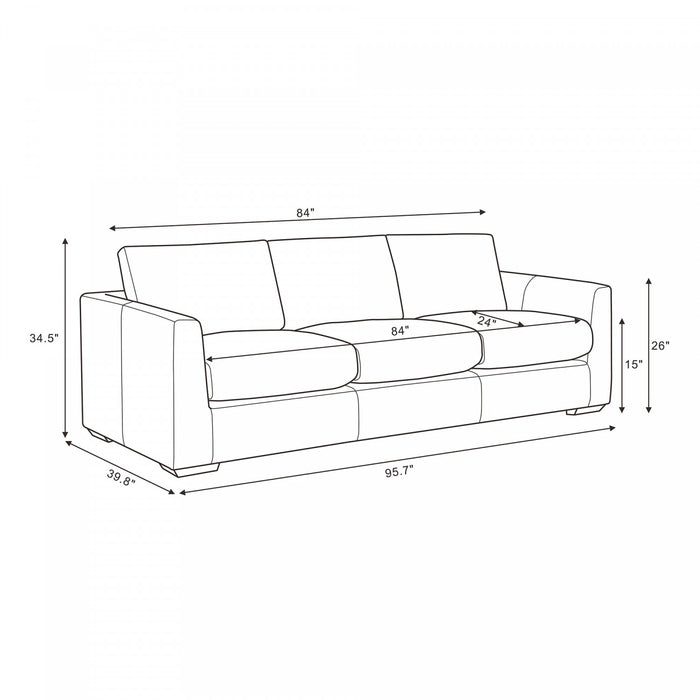 Cleo Contemporary 96\" Upholstered Sofa in Pewter