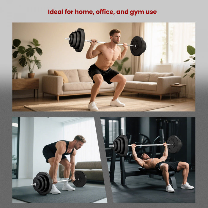 Soozier 154 lbs Barbell Weight Set, Adjustable Weights for Home Gym