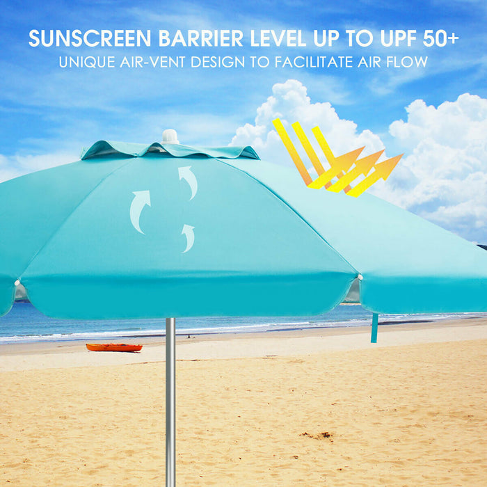 Costway 6.5FT Patio Beach Umbrella Sun Shade Tilt W/Carry Bag Blue