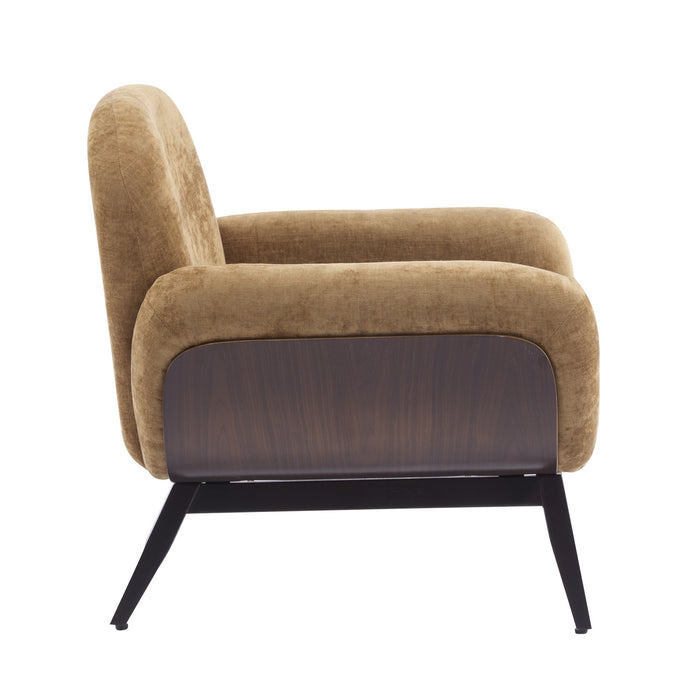 Audrey Solid Wood Ergonomic Accent Armchair with Fabric Upholstery,Khaki Accent Chair