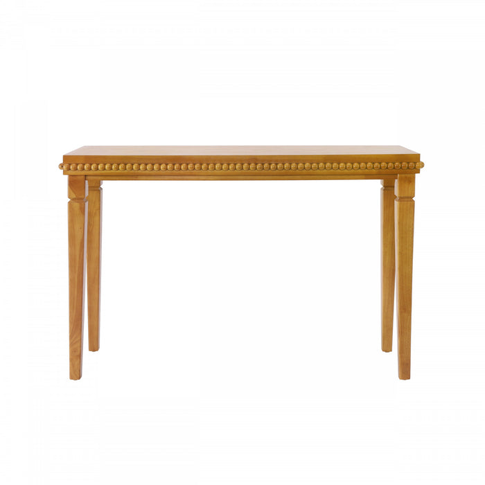 Martha 47.25\" Rustic Wood Sofa Table with Decorative Beaded Trim - Brown