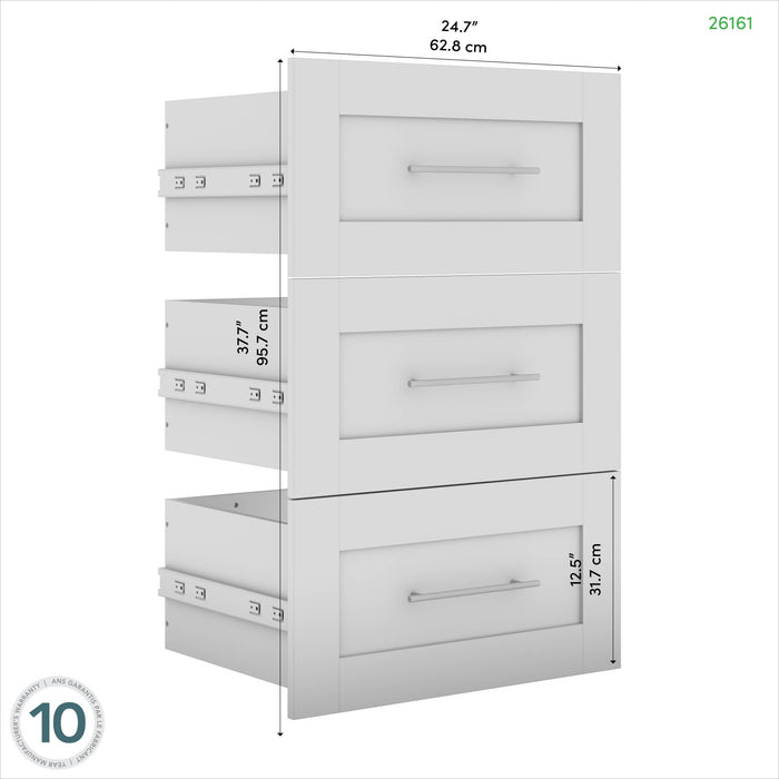 Bestar Pur 3-Drawer Set for Pur 25 W Closet Organizer - Ash Grey