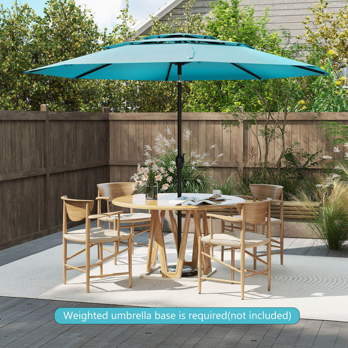 Costway 10 ft 3-tier Vented Patio Umbrella Large Market Table Umbrella Outdoor Sun Shade Turquoise