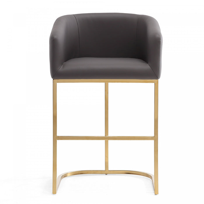 Louvre Mid-Century Modern Metal Upholstered Counter Stool in Gray - Set of 3