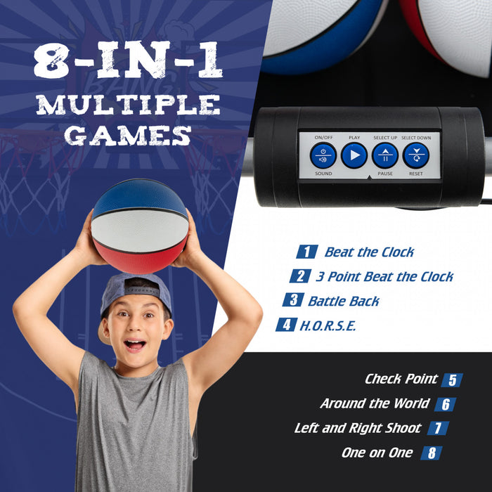 Costway Dual Shot Basketball Arcade Game With 8 Game Modes Arcade Sound Electronic Scoring White