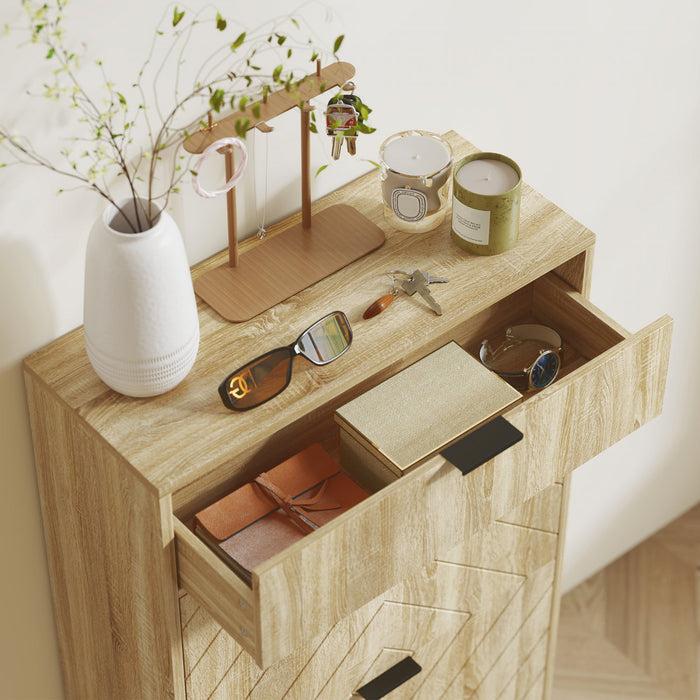 HOMCOM Shoe Cabinet with 2 Flip Drawers Adjustable Shelves for 8 Pairs Oak