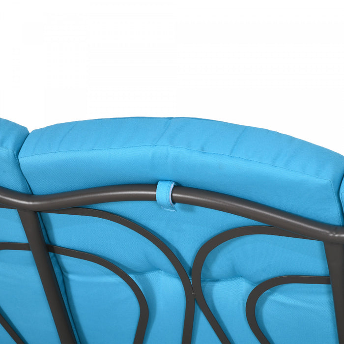 Outsunny 3 Seater Porch Swing Heavy Duty Outdoor Swing Chair, Light Blue
