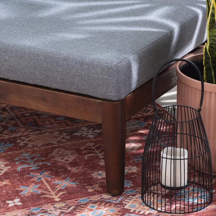 Summerlyn Fabric Indoor/Outdoor Patio Ottoman - Walnut