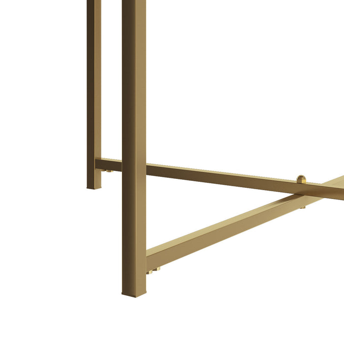 Gilded Round Coffee Table White Marble Tabletop