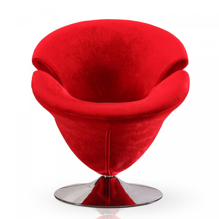 Tulip Modern Velvet Swivel Lounge Chair in Red - Set of 2