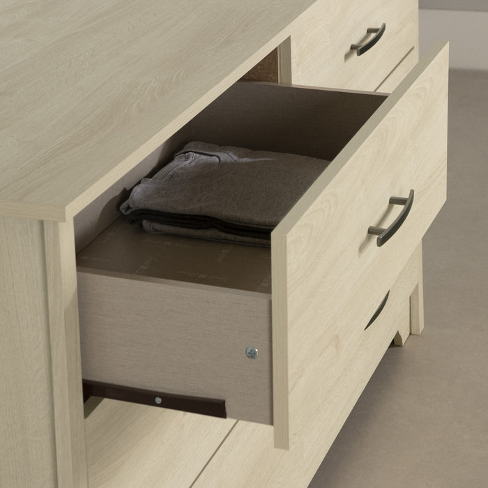 Fusion 6-drawer Dresser - Bleached Oak 