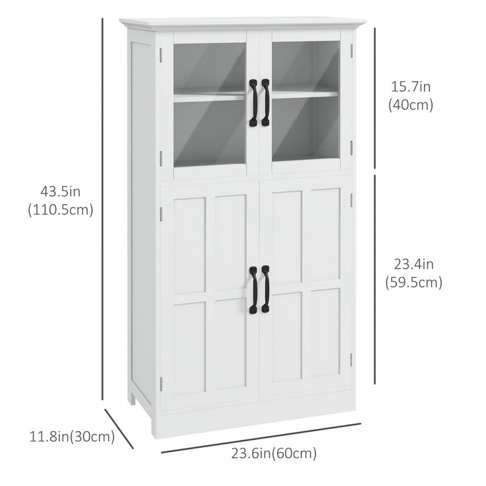 HOMCOM Kitchen Storage Cabinet with 4-tier Shelving, Adjustable Shelves