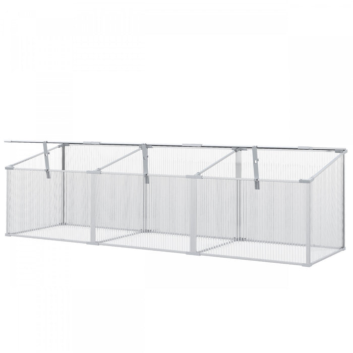 Outsunny Aluminium Cold Frame Garden Portable Greenhouse With Openable Top For Indoor, Outdoor, Flowers, Vegetables, Plants, 71\" X 21\" X 20\"