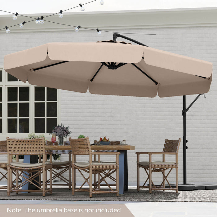 Costway 10 FT Offset Hanging Umbrella Patio Cantilever Umbrella with Cover Beige